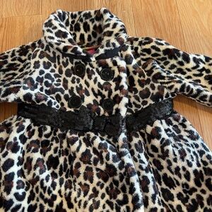 Leopard Faux Fur Baby Girl’s Jacket with Sequins